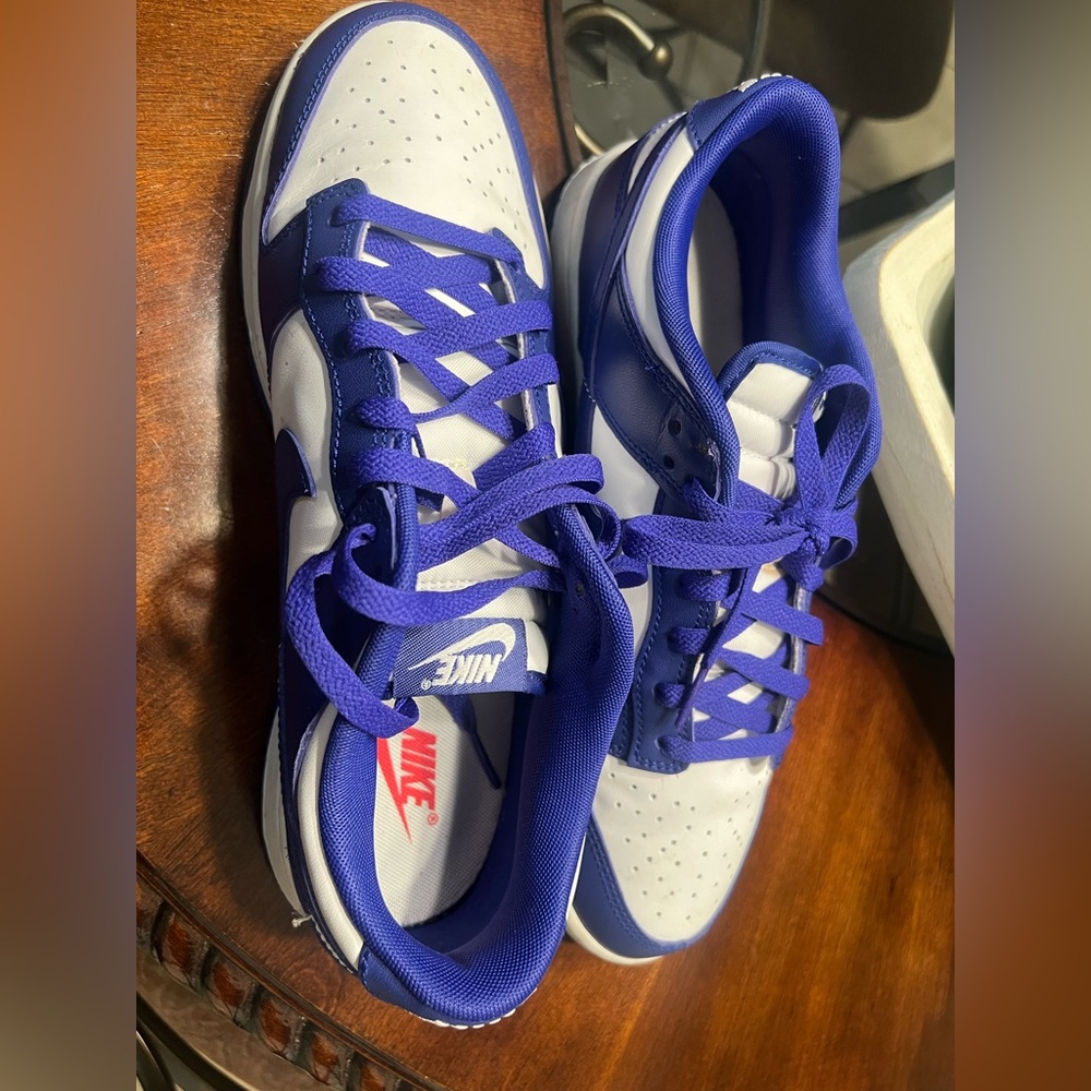 Men Size 10.5 used barely worn Nike Shoes. Color: Purple & White